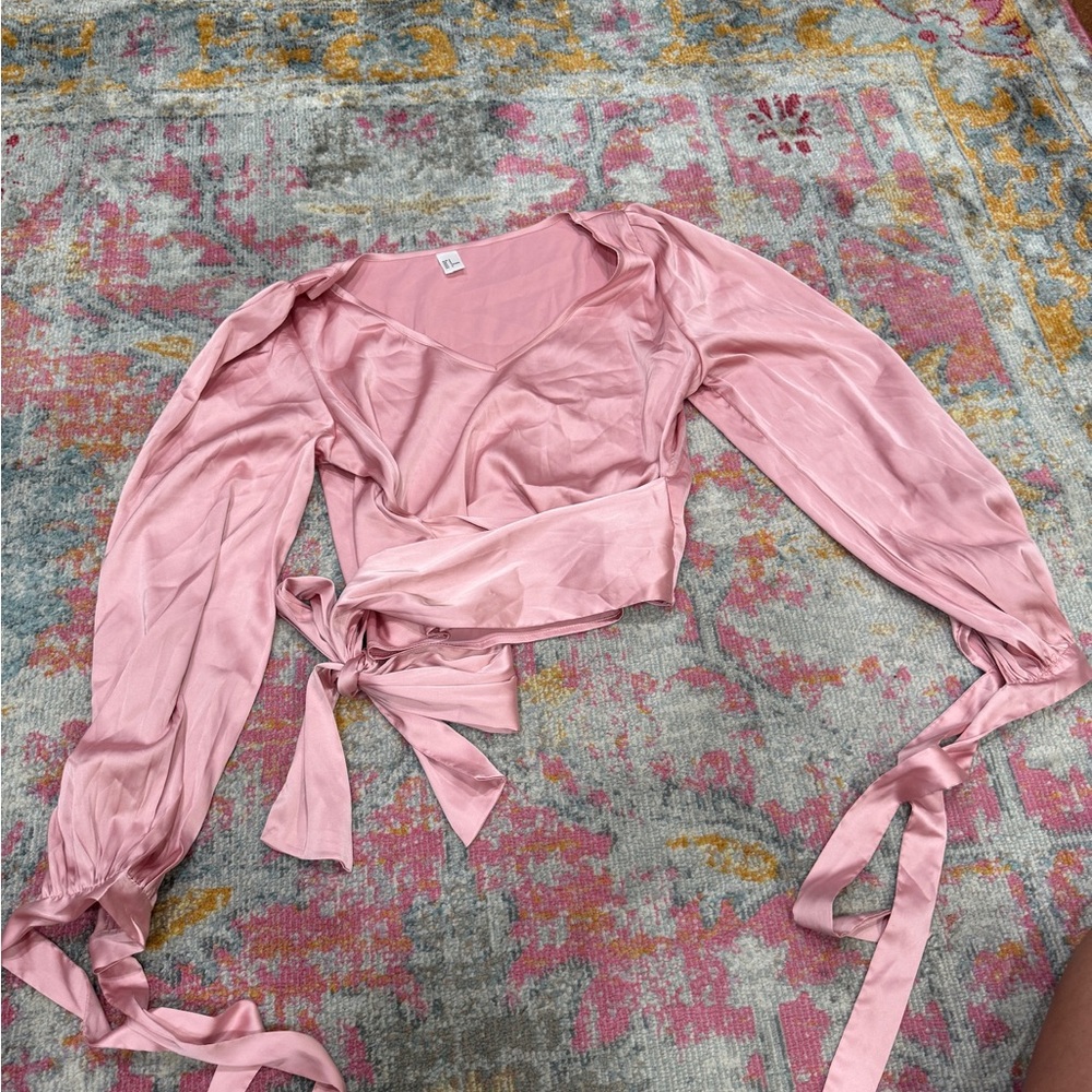 Elegant Pink Wrap Top